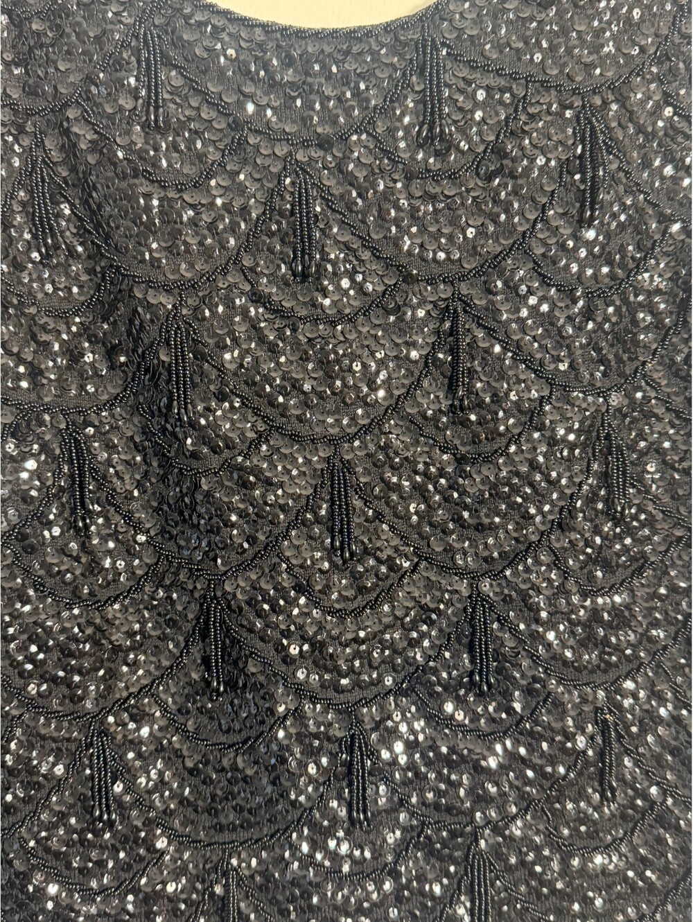 VINTAGE BLACK 1950'S BEADED SEQUIN BLOUSE - Picture 2 of 8
